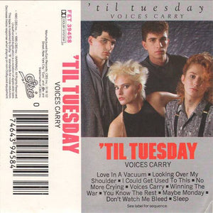 Til Tuesday ‎- Voices Carry - VG+ Cassette 1985 Epic Tape - Pop / Synth-pop - Shuga Records