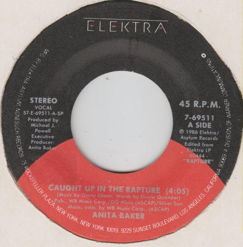 Anita Baker ‎– Caught Up In The Rapture / Mystery - VG 7" Single 45rpm 1986 Elektra USA - Soul / R&B