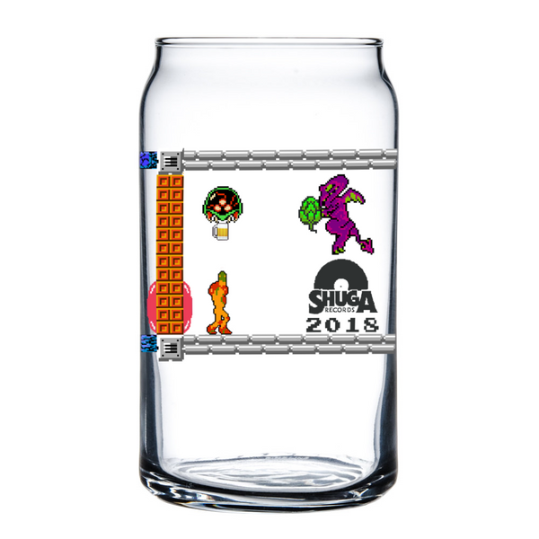 Shuga Records 2018 Weed & Beer Metroid Samus NES 8-Bit  16 oz Libbey Can Beer Glass Drinkware - Shuga Records
