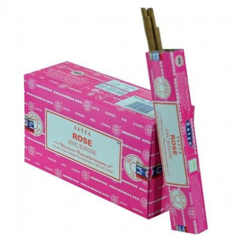 Satya Nag Champa - Rose Incense - 15gram Box (~12 Sticks) Hand Rolled in India - Step Your Vibes Up!