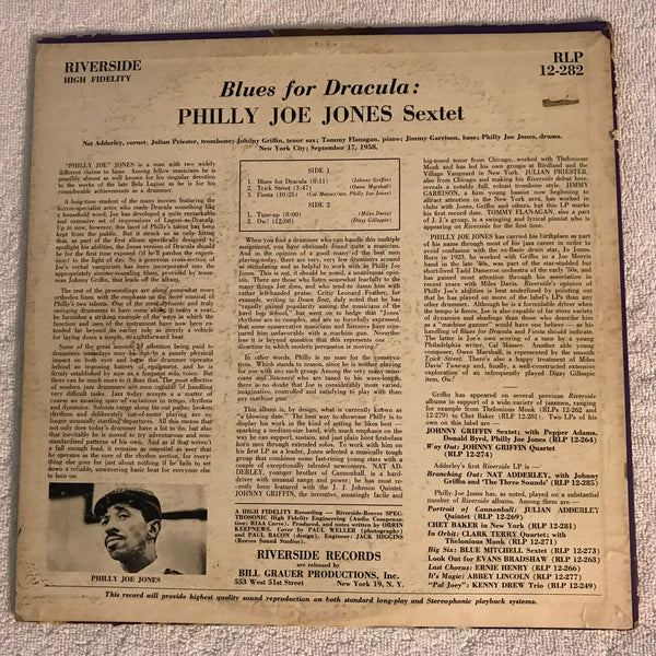Philly Joe Jones Sextet ‎– Blues For Dracula - VG Lp Record 1958 Riverside USA Mono Original Vinyl with Johnny Griffin - Jazz / Bop