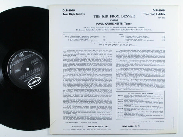 Paul Quinichette - The Kid From Denver (1956) - Mint- Lp Record 1987 Dawn / Fresh Sound Spain Import Vinyl - Jazz / Bop - Shuga Records