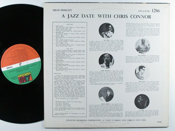 Chris Connor ‎– A Jazz Date With Chris Connor (1958) - VG+ Lp Record 1974 Atlantic Japan Import Vinyl & Insert - Jazz / Latin Jazz / Bop