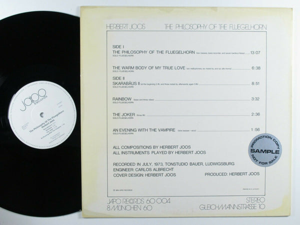 Herbert Joos ‎– The Philosophy Of The Fluegelhorn - Mint- Lp Record 1974 Japo German Import Vinyl - Jazz / Free Jazz