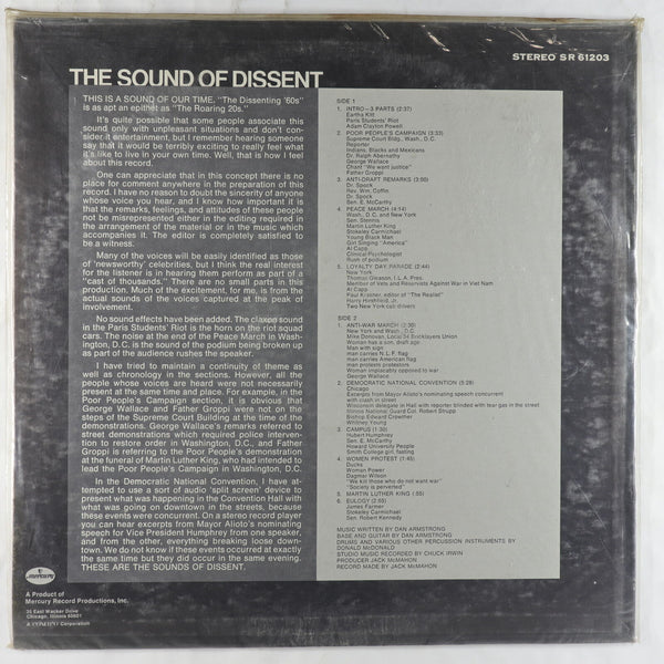 Various ‎– The Sound Of Dissent - New Lp Record 1969 Mercury USA Original Vinyl - Psychedelic Rock / Field Recording