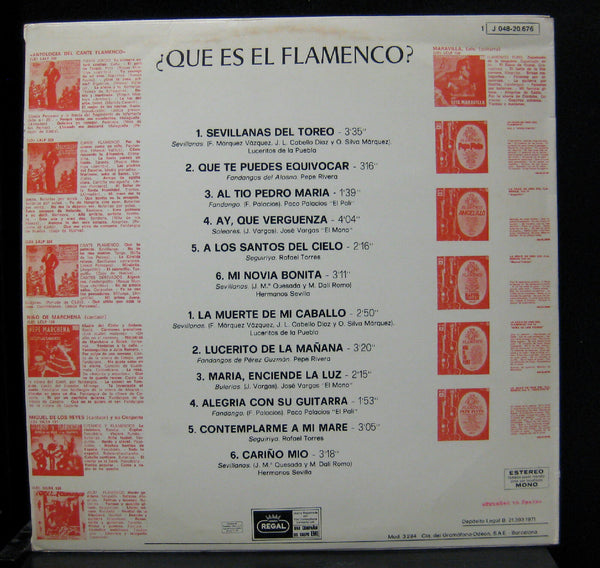Various ‎- Que Es El Flamenco? - VG+ LP Record 1971 EMI/Regal Spain Import Vinyl - Latin / Flamenco - Shuga Records