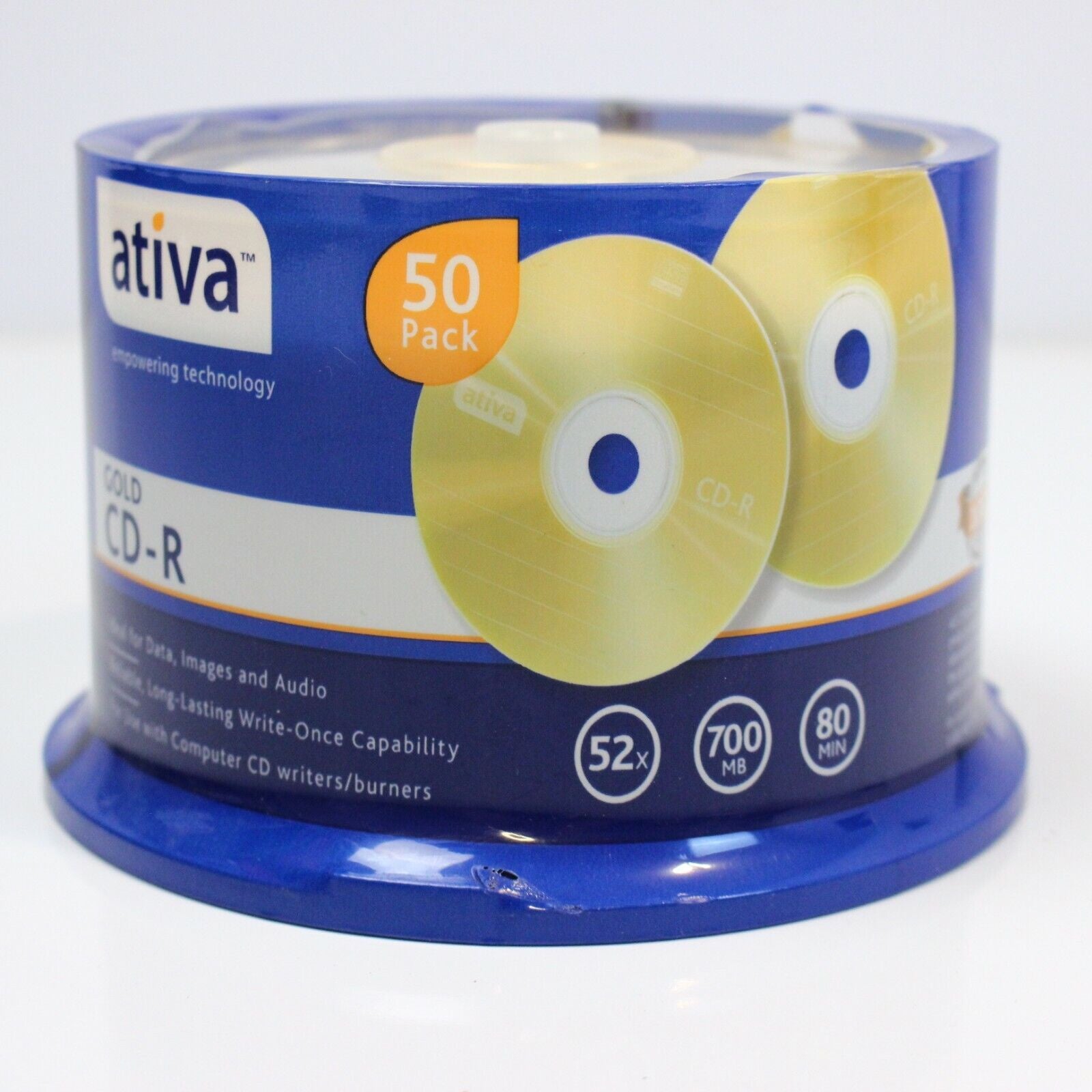 New CDR Ativa Gold CD-R Recordable CD 50 pack SEALED 700MB 80 Minute - Shuga Records