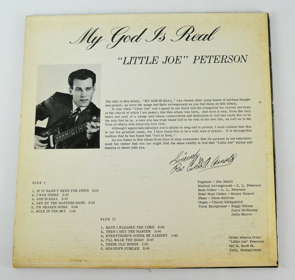 Little Joe Peterson - My God is Real - VG+ LP Record 1960s Private Press USA Vinyl - Gospel / Country / Folk