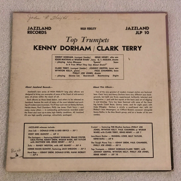Clark Terry / Kenny Dorham ‎- Top Trumpets - VG LP Record 1960 Jazzland USA Mono Original Vinyl - Jazz / Hard Bop - Shuga Records