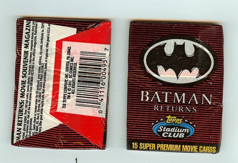 (1) One New Sealed Pack 1991 Topps Stadium Club Batman Returns Movie - 15 Cards