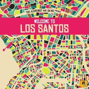 The Alchemist And Oh No ‎– Welcome To Los Santos : Grand Theft Auto V - New 2 Lp Record 2015 USA on Green & Pink Vinyl & Download & Stickers - Soundtrack / Video Game