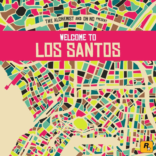 The Alchemist And Oh No ‎– Welcome To Los Santos : Grand Theft Auto V - New 2 Lp Record 2015 USA on Green & Pink Vinyl & Download & Stickers - Soundtrack / Video Game - Shuga Records