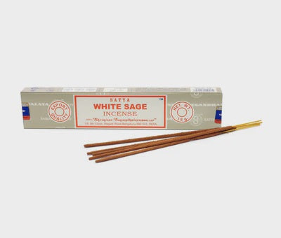 Satya Nag Champa - White Sage Incense - New 15g Pack (12 Sticks)