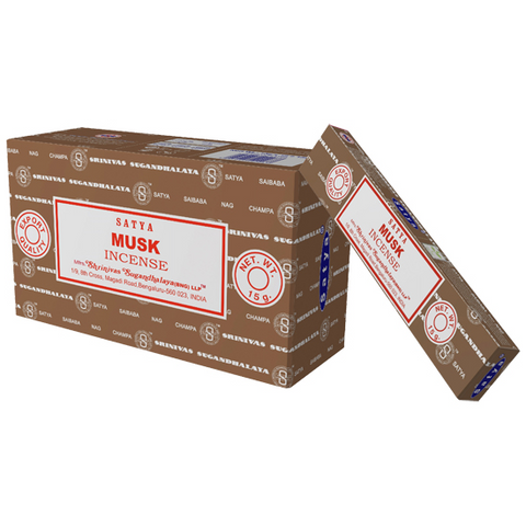 Satya Nag Champa - Musk Incense - 15gram Box (~12 Sticks) Hand Rolled in India - Step Your Vibes Up!